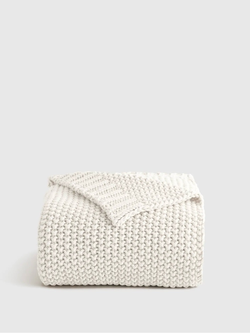 Quince Ivory Cotton Fisherman Throw Blanket - Retail $84